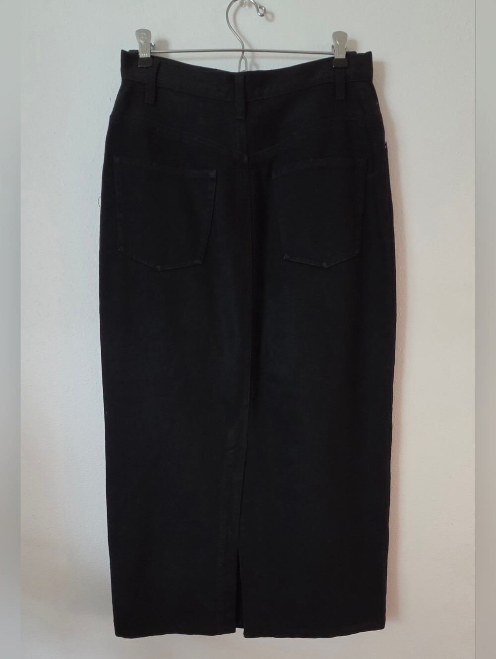 Vintage Paul Harris Black Denim Maxi Column Skirt